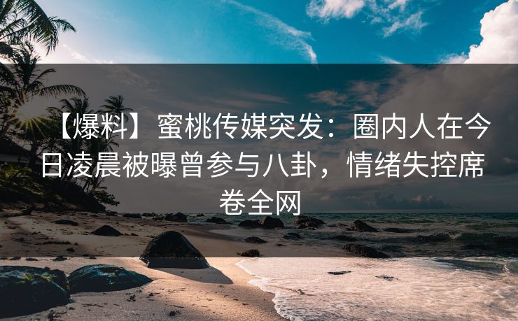 【爆料】蜜桃传媒突发：圈内人在今日凌晨被曝曾参与八卦，情绪失控席卷全网
