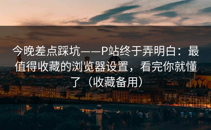 今晚差点踩坑——P站终于弄明白:最值得收藏的浏览器设置,看完你就懂了(收藏备用) 今晚差点踩坑——P站终于弄明白:最值得收藏的浏览器设置,看完你就懂了(收藏备用)